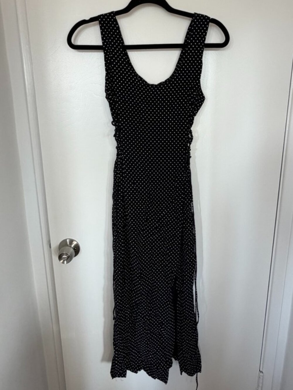 Blondie and Me Vintage Black and White Polka Dot Sleeveless Maxi Dress